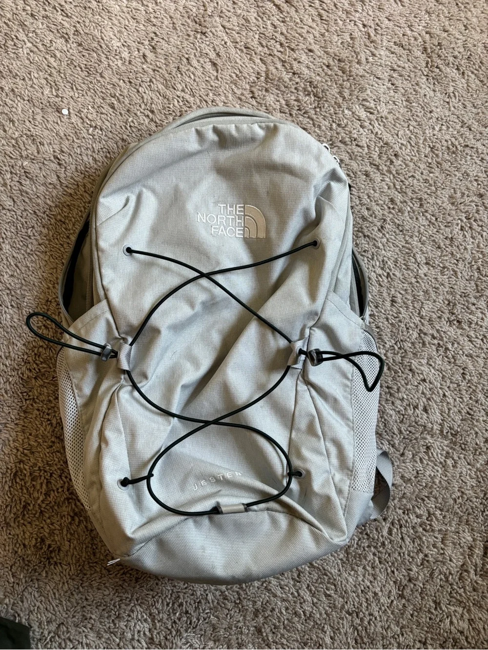 The North Face Light Gray Jester Backpack with Front Bungee